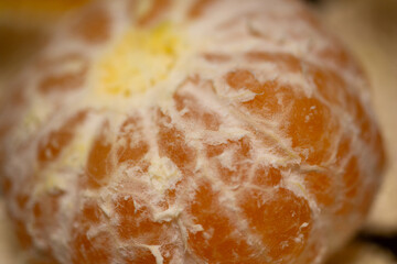 皮をむいた「みかん」のアップ　マクロ
