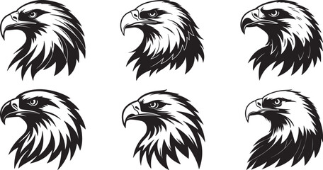 The animal of Eagle Head silhouette vector illustration design, Icon and logo using black color