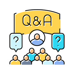 q&a session virtual conference color icon vector. q&a session virtual conference sign. isolated symbol illustration