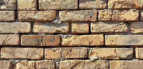 Minimalist flat lay texture featuring an empty brick wall with layers of seven bricks in muted earthy colors, enhancing the rustic charm of urban living spaces.