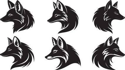 The animal of Arctic Fox Head silhouette vector illustration design, Icon and logo using black color