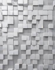 Seamless geometric white square pattern on glossy silver surface, minimalist, repetition