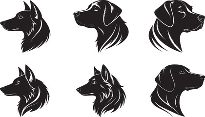 The animal of Dog Head silhouette vector illustration design, icon and logo using black color