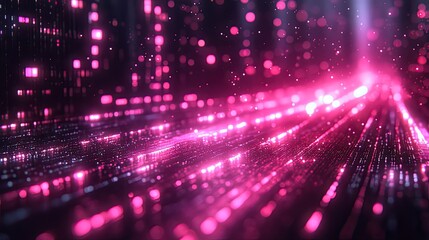 Obraz premium Purple glitch banner with pixel effects for a gaming or digital presentation