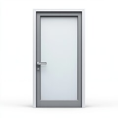 A professional office door with a frosted glass panel and a nameplate, isolated on white background, representing elegance and functionality, perfect for office decor promotions