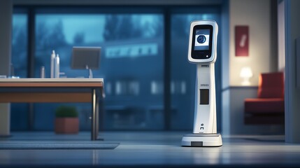 Advanced eye examination equipment setup in modern clinic. Precision tools for comprehensive vision assessment and diagnostics.