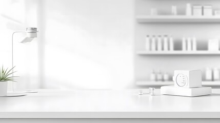 Advanced eye examination equipment setup in modern clinic. Precision tools for comprehensive vision assessment and diagnostics.