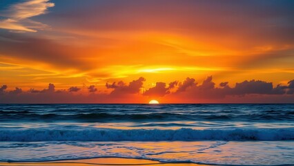 Obraz premium Golden Sunset Over the Ocean: Perfect for Wall Art, Home Decor, and Travel Posters