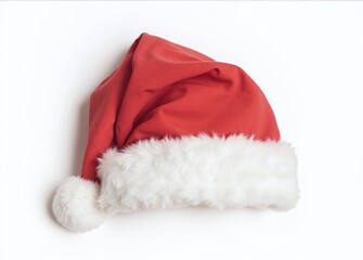 Santa's cap isolated on white background. Christmas ornament. Selective focus.
