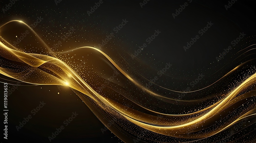Aufkleber golden waves gracefully flow across a dark background creating a mesmerizing effect with subtle spar