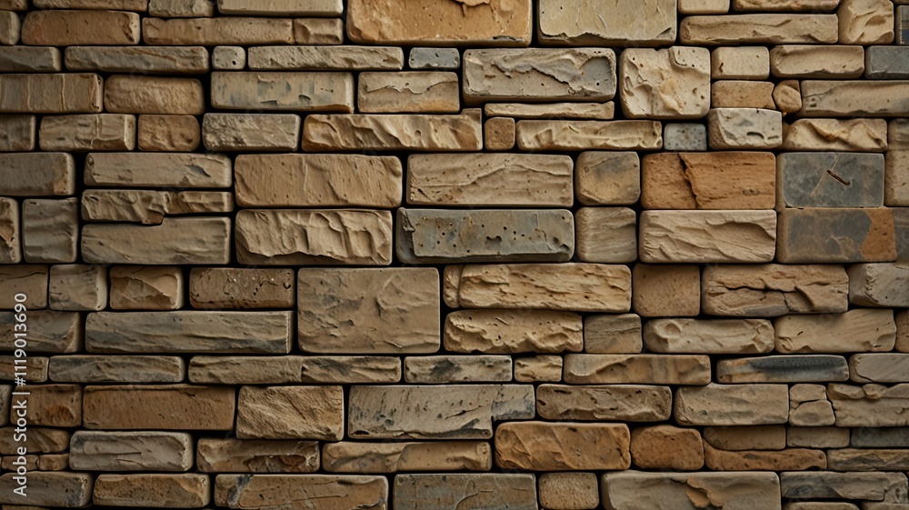 Poster a wall constructed with an assortment of stone bricks showcases earthy hues and a textured finish ad