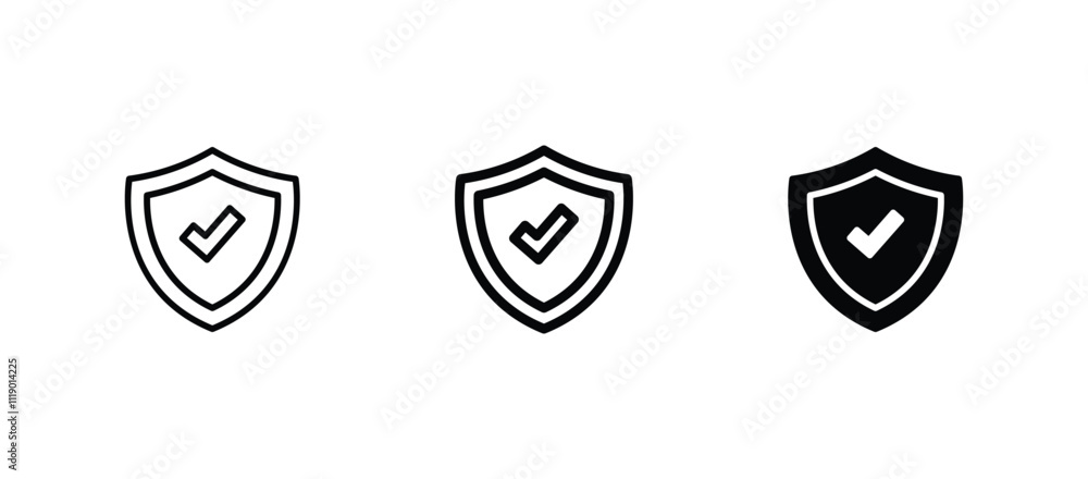 Poster shield check mark icon set vector