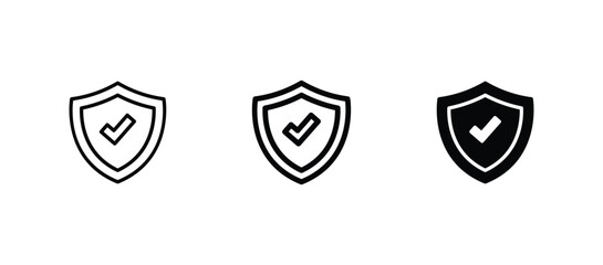 Shield check mark icon set vector