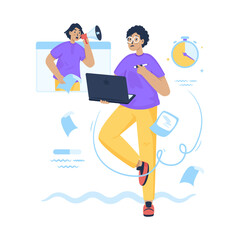 Man character gets project deadline warning vector illustration