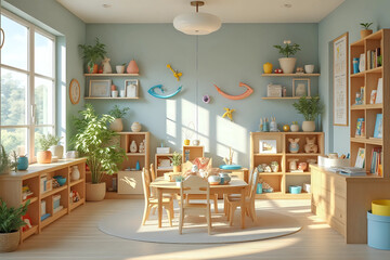 Interior of playroom in kindergarten