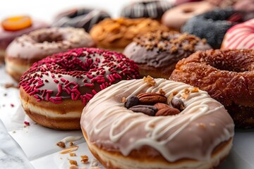 a set of doughnuts on a transparent background cutout