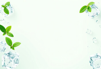 Refreshing Mint and Ice Background for banner or flyer