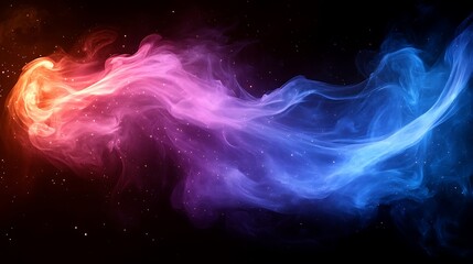 Obraz premium Abstract colorful smoke swirls on black background.