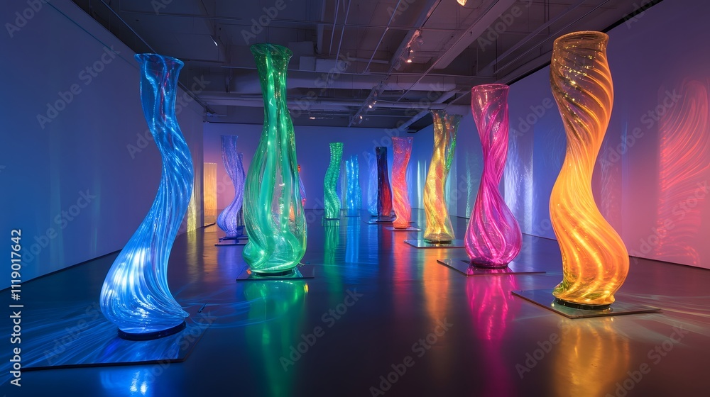 Poster the art of light: exploring dynamic blue and green displays with long curves