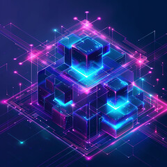 Obraz premium Futuristic illustration of connection people for internet, social media, digital and blockchain