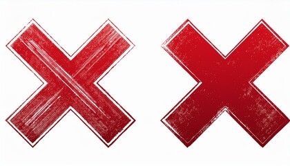 Obraz premium set Grunge red x sign on isolated white background. Generated image