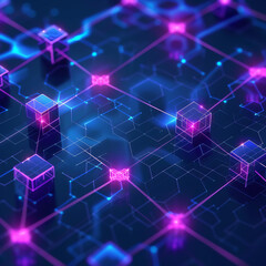 Obraz premium Futuristic illustration of connection people for internet, social media, digital and blockchain