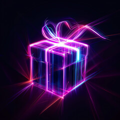 Fototapeta premium Futuristic illustration of Gift Box for digital rewarding and application