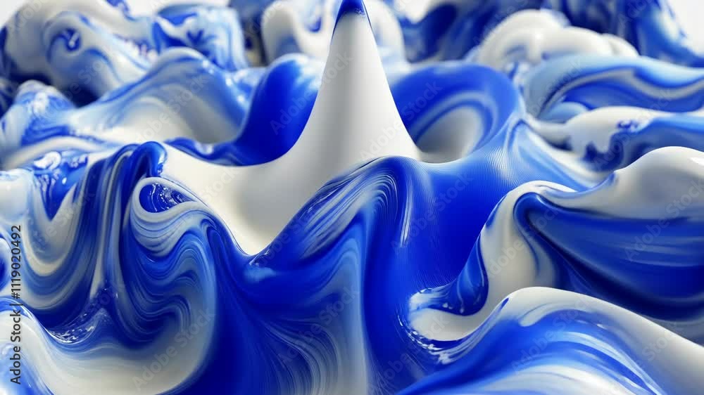 Poster swirls of blue and white create a dynamic abstract art piece representing fluid motion and energy