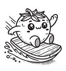 Coloring page design tomato sliding board