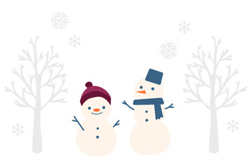 可愛い雪だるまのイラスト素材セット