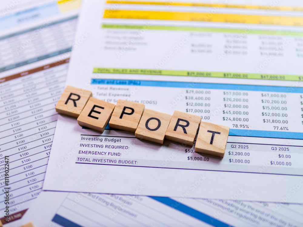 Aufkleber financial insights overview business report analysis in a professional office environment