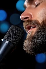 Studio vocal techniques, refining sound harmony through voice warm-up, harmonisation for professional recording in sound studio with expert microphone handling.