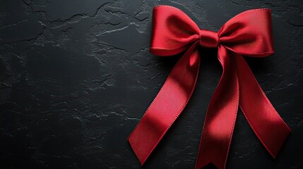 This eye-catching design features a red ribbon with a bow on a black background, perfect for holiday promotions and messages