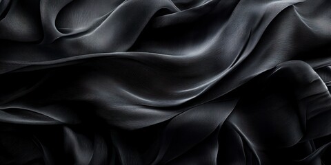 Obraz premium Black Fabric Flowing Texture in Dramatic Light for Abstract Background