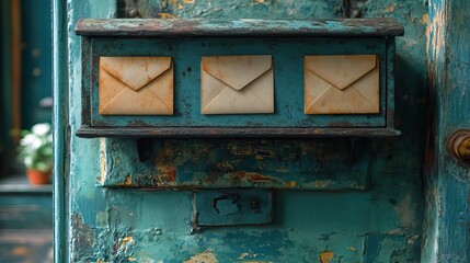 Three blank letters peek out from a mailbox, inviting correspondence from the outside