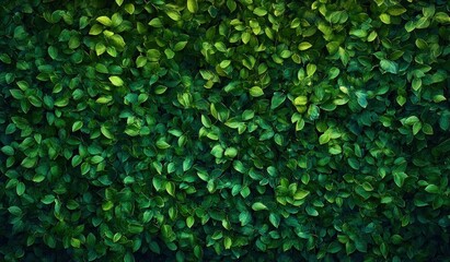 Obraz premium Green Leaves Hedge Wall Texture Eco Background Closeup Plant Garden Foliage Design Summer Nature