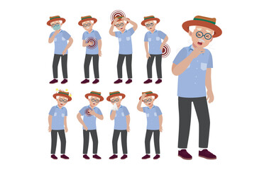 Obraz premium Sick old people with different symptoms