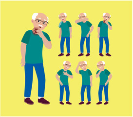 Obraz premium Sick old people with different symptoms