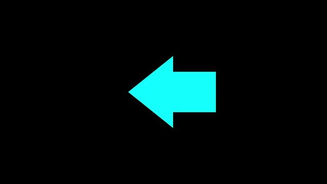 Left indicator arrow animation on black background. Animated green squirrel arrow motion. moving arrow 4k video footage.
