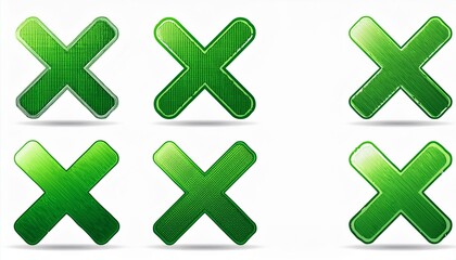 Obraz premium set Grunge green x sign on isolated white background. Generated image