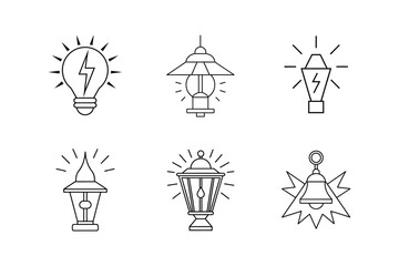 lighting icon line art vector illustration