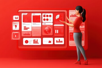 Data presentation analysis office environment infographic display interactive content digital interface business intelligence