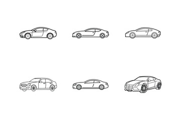 luxury car icon line art vector illustration