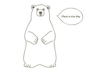 かわいいくまさんの手描きの線画イラスト素材