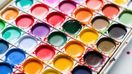 Fototapeta premium Vibrant Watercolor Palette: Perfect for Art, Creativity, and Inspiration