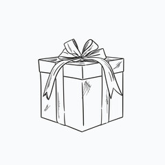 gift boxes line art with ribbon, gift and surprise
