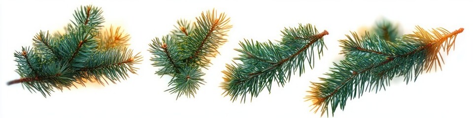 Fototapeta premium Close Up of Pine Branches with Christmas Decorations Natural Lighting Textured Needles