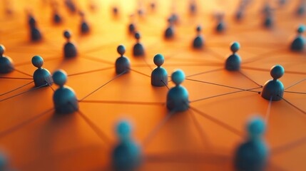 Professional Social Network Concept with Colorful Connections and Interactions Between People