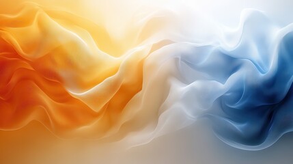 Obraz premium Yellow, orange, blue, and white blend together in a soft and blurry abstract background