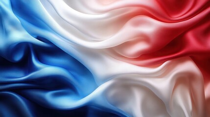 Obraz premium Flowing Silk Fabric in Blue, White, and Red Design with Olympic Rings and French Flag Colors